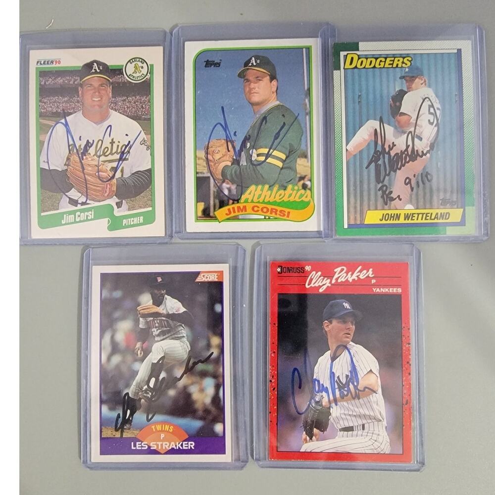 Signed Autographed Baseball Card Lot 5 Autographed Cards